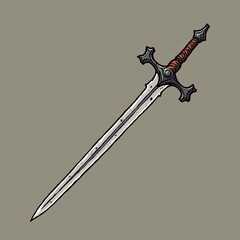 Stylized sword design with intricate hilt on a minimalistic background illustrating craftsmanship and elegance