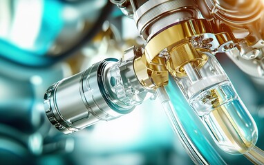 Poster - Close-up view of advanced mechanical components highlighting precision engineering in a laboratory setting