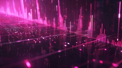 Poster - Abstract Digital Visualization with Pink Light Rays