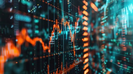 Poster - Digital Data Visualization with Colorful Graphs and Lines