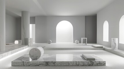 Sticker - Modern Minimalist Interior Design with Marble Elements