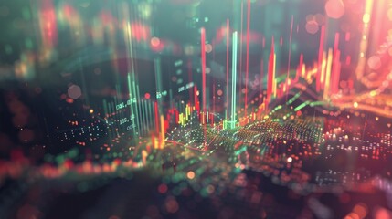 Poster - abstract data visualization with bright colors and shapes