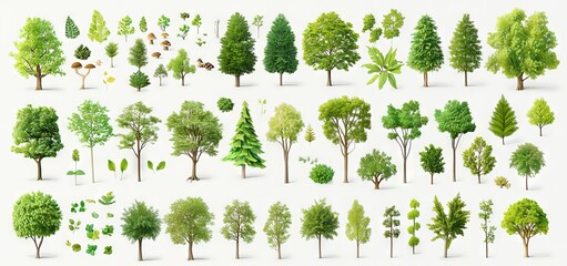an isolated green tree on a white background is part of the collection.