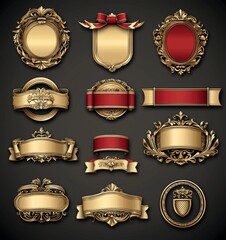 Poster - Collection of luxury gold badges and labels