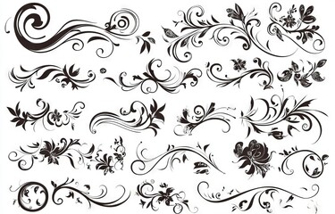 Poster - A set of decorative corners and dividers with ornamental curls, royal ornaments, and vintage filigree ornaments.