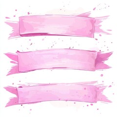 Poster - A beautiful set of watercolour rose pink ribbon illustrations