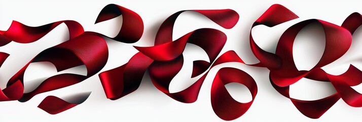 Poster - The ribbons are a red color, and the banners are isolated. They are flat modern ribbons with an isolated background. Set ribbons or banners. Modern illustration.