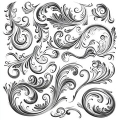 Poster - A modern design collection of swirls, curls, and filigree ornaments for wedding invitations and calligraphy decorations.