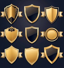 Poster - Labels and badges in gold and black from the 1950s and 1960s