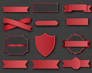 Poster - Various shape price tags, web sale labels, and web banners template hanging, sticking out, and cornered. Glossy silky ribbon, labels, banners, and bookmark realistic modern set.