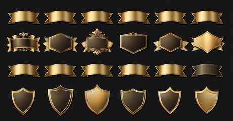 Poster - Collection of laurel wreath badges and labels in silver and gold
