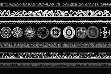 Poster - A set of decorative floral seamless ornamental borders - a modern modular design