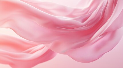 Poster - Delicate pink silk fabric flowing gracefully in soft light creating a serene and elegant atmosphere