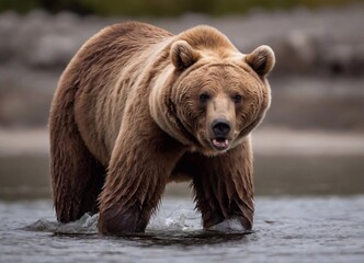 brown bear in the lake