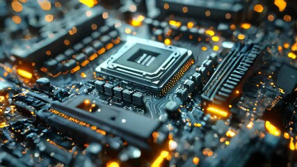 Poster - Close-up of electronic circuit board with microchips