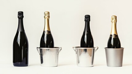Poster - Elegant Champagne Bottles in Stylish Cooler Buckets at a Celebration Generative AI