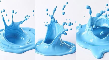 Poster - Dynamic Blue Water Splashes Captured in a Bright Studio Setting Generative AI