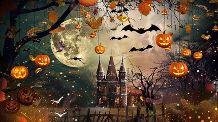 Halloween_Pumpkin_Hanging_Flag_Pumpkin_Bat_Candy