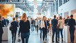 © fotofabrika - Professionals network and engage at a bustling industry conference in a modern venue filled with bright lights and creative displays