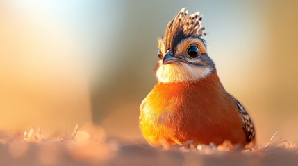 A playful bird is caught sitting with a distinctive head feather crest, the scene capturing its charm and character, set in a sunlit, natural environment.