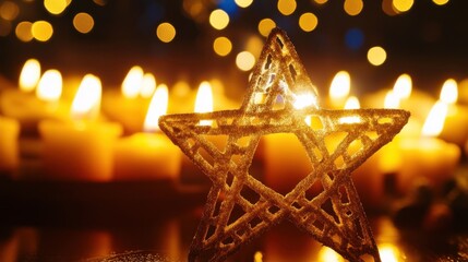 Starry candle decoration in warm light