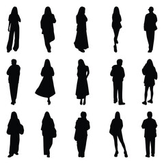 Wall Mural - Vector collection set of individual people silhouettes.