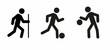 © Татьяна Лесогор - stick man in different poses with a ball, with a pole, flat illustration