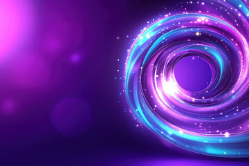 Poster - Colorful swirling lights in a vibrant purple background for artistic design