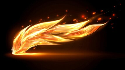 Poster - Dynamic golden flames swirl elegantly against a dark backdrop, creating a sense of movement and energy. The bright hues highlight the intensity and beauty of the flames in this mesmerizing display.