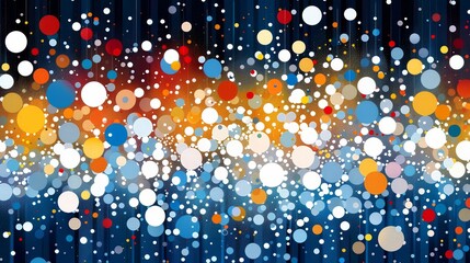 Poster - a vibrant arrangement of colorful circles in various sizes floats against a deep gradient background