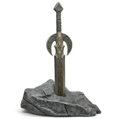 ornate sword in stone no background