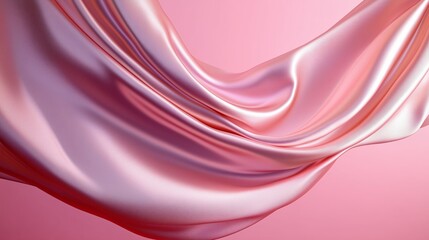 Poster - soft pink silk fabric gracefully draped against a gentle background, capturing elegance and texture 