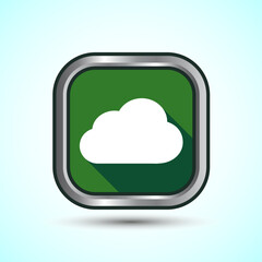 Cloud Icon Design Illustration, Weather Icon Sign, Green Shadow Button Design