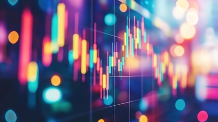 Aufkleber - Abstract Stock Market Chart with Blurred City Lights