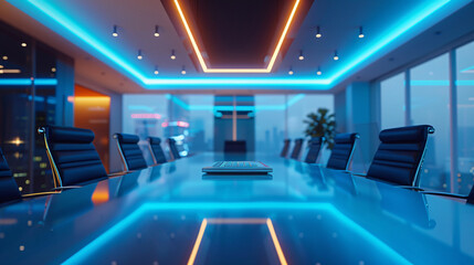 modern conference room with sleek design and vibrant lighting creates professional vibe