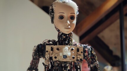 Aufkleber - Close-up of a Humanoid Robot's Exposed Internal Mechanisms