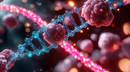 Aufkleber - Detailed visualization of DNA structure and cellular elements, showcasing the intricate processes of genetics and biology.