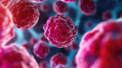 Poster - Microscopic view of vibrant cells, showcasing their intricate structures and colors in a biological setting.