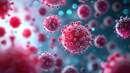 Poster - 3D visualization of virus cells, showcasing intricate details. Ideal for medical, educational, and scientific projects.