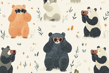 Canvas Print - a group of bears that are standing in the grass