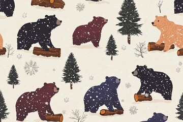 Canvas Print - a group of bears that are standing in the snow