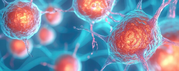 Poster - Close-up of colorful cells with detailed structures on a vibrant background.