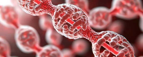 Poster - Red molecular structure, intricate design, isolated background.