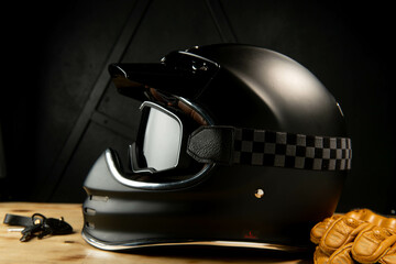 helmet and goggles on a black background