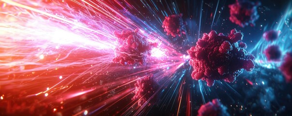 Aufkleber - Abstract cosmic explosion with vibrant colors and dynamic energy flow.