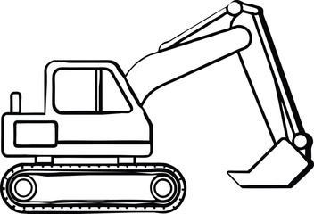 Excavator flat vector illustration on white background. 