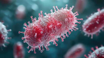 Poster - Microbial organism, detailed close-up on a white isolated background.