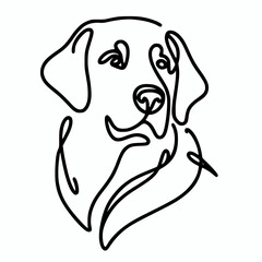 Golden retriever face line art illustration, dog head outline vector design element