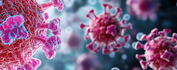 Poster - Virus illustration, colorful design on a dark background
