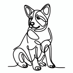 Australian cattle dog minimalist silhouette line art drawing style illustration, aussie dog outline element